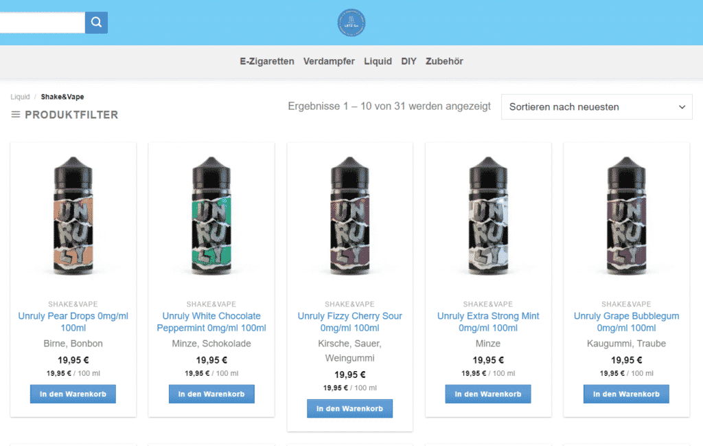 Der Onlineshop ist Online 4 Shop Liquid