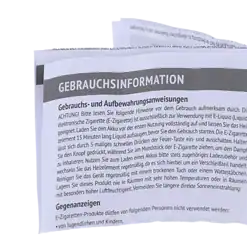 Gebrauchsinformation für E-Zigaretten mit Liquid, Inbetriebnahme, Sicherheitshinweise, elektronische Zigarette, Dampfen, Batterie, Pflege, Rauchverbot, Warnhinweise, Gebrauchsanleitung, LETZ Go.