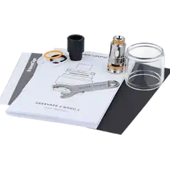 Nano 2 MTL Tank Set mit Glas und O-Ringen, Zubehör für E-Zigaretten, inklusive Bedienungsanleitung.