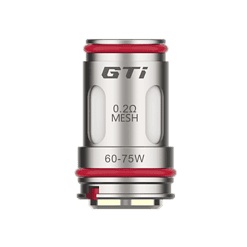 GTL Vaporizer, silver, mit rotem Dichtungsring, für 60-75W Leistung, Mesh-Wick, hochwertiges Vape-Zubehör.