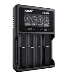 Hochwertiger XTAR VC4SL Ladegerät für Lithium-Ionen-Akkus, mit Digitalanzeige und vier Ladekanälen.