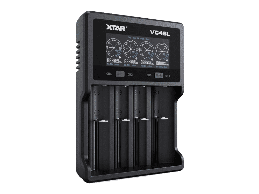 XTAR VC4SL Ladegerät 1 Hochwertiger XTAR VC4SL Ladegerät für Lithium-Ionen-Akkus, mit Digitalanzeige und vier Ladekanälen.