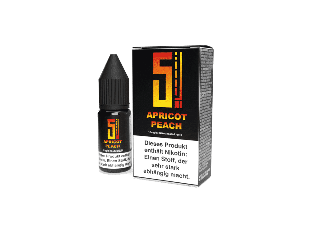 5EL - Apricot Peach - Nikotinsalz Liquid 1 Apricot Peach Vape Liquid, 10ml Flasche mit Nikotin, aromatisiertes E-Liquid für E-Zigaretten, Früchte Geschmack, austrainierte Nikotin-Option, LETZ Go Sortiment.