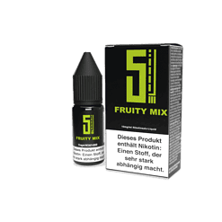 Fruchtige E-Liquid-Mischung im kleinen Fläschchen mit Verpackung, für E-Zigaretten geeignet.