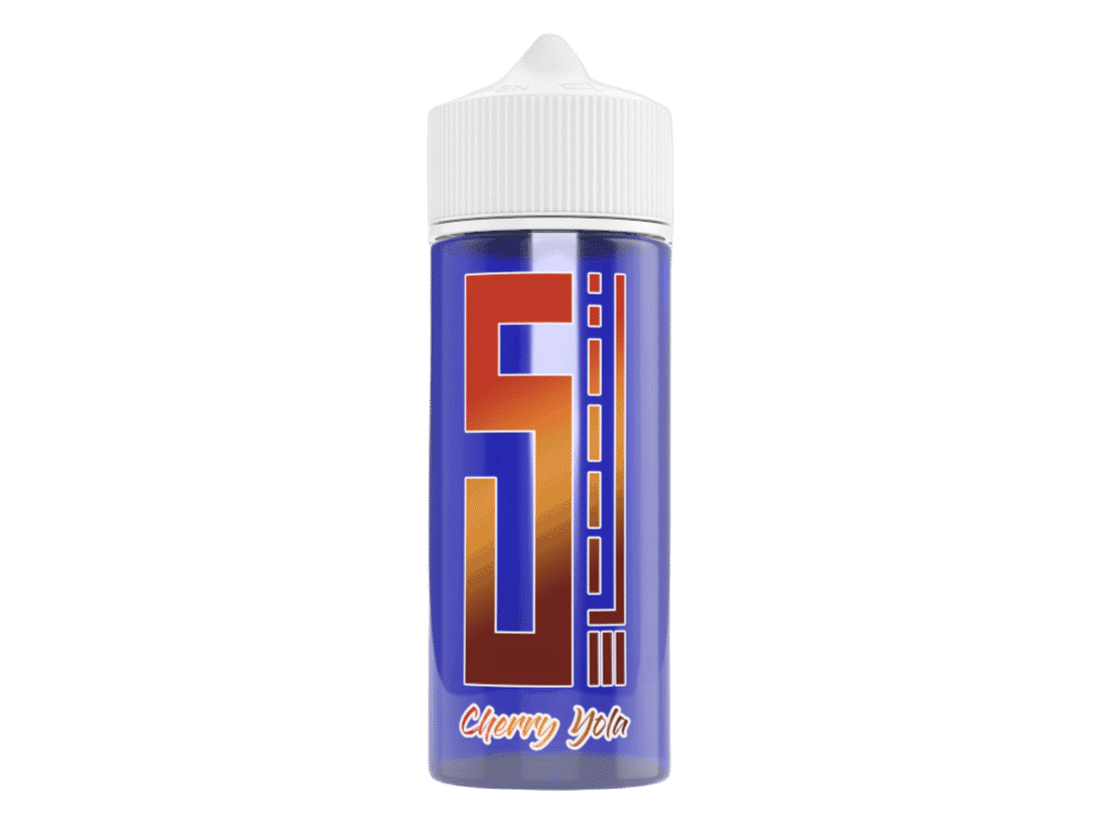 5EL Blue Overdosed Cherry Yola 10 ml 1 Saftflasche mit Cherry Yola Geschmack, blauer Hintergrund, modernes Design, leicht zu erkennendes Logo, ideal für E-Liquid-Vaping, ansprechend für junge Erwachsene, hochwertiger Look, Produkt im Trend, aromatisches Erlebnis, trendige Verpackung, hochwertige Sorten.