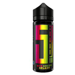 Farbiges Getränke- oder Lebensmittel-Produkt mit neonfarbenem Design auf schwarzer Flasche, hochwertiges Produktfoto, ideal für den Online-Shop LETZ Go.