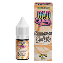 Aromadüfte für E-Zigaretten, Zitronen- und Karamell-Geschmack, Bad Candy Bad Candy Liquids, Cinnamon Swirls, 10 ml Flasche, vaporizer, schmackhafte Tabak-Alternative, aromatisches E-Liquid, handliche Verpackung, entspannendes Rauchgefühl, Genuss für Dampfer.