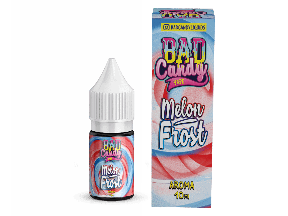 Bad Candy Liquids Melon Frost Aroma 10 ml 1 Babyöliges Melon-Frost-Aroma in 10ml Flasche, passend für E-Zigaretten und Liquids, süßer Geschmack, erfrischend, ideal für Dampfer, hochwertige Qualität, aromatischer Genuss, frisch, sommerlich, dessertartig.