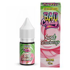 Bad Candy Liquids Sweet Strawberries E-Liquid Flasche und Verpackung, fruchtiger Erdbeergeschmack, 10 ml, für E-Zigaretten, aromatischer Vaping-Duft, vegan, ohne Zucker, perfekt für Süßigkeiten-Liebhaber, hochwertiges Produkt, handgefertigt, innovatives Design, für Dampfer.