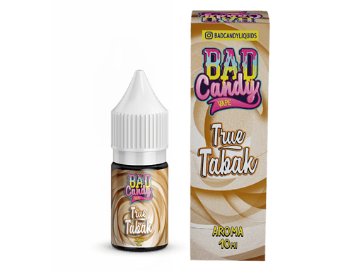Süßer, cremiger Tabak-Aroma im Fläschchen mit buntem Bad Candy-Design.