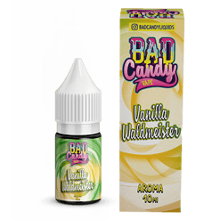 Bad Candy VAPE Vanille Waldmeister E-Liquid Flasche und Verpackung, 10 ml, aromatisiert, für E-Zigaretten und Vaping.