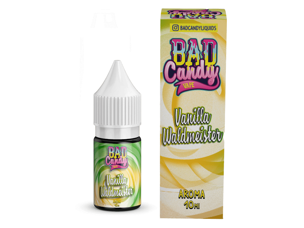 Bad Candy Liquids Vanilla Waldmeister Aroma 10 ml 1 Bad Candy VAPE Vanille Waldmeister E-Liquid Flasche und Verpackung, 10 ml, aromatisiert, für E-Zigaretten und Vaping.