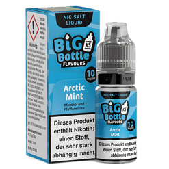 NIC Salt Liquid Arctic Mint Flasche und Verpackung, Menthol und Pfefferminz Aroma, 10 mg/ml, nikotinhaltiges E-Liquid für Dampfer, frischer Minzgeschmack, erhältlich bei LETZ Go.