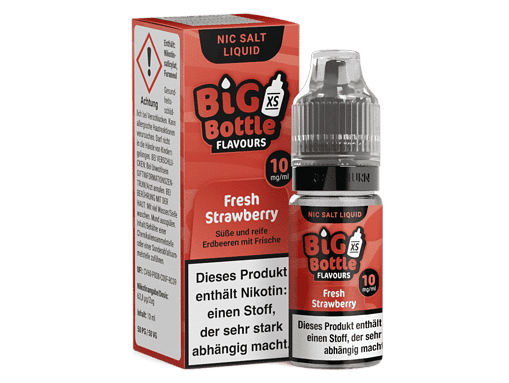 Erfrischender BIG Bottle Nic Salt Liquid Geschmack: Frische Erdbeere, 10 mg/ml Nikotin, 10 ml Flasche.