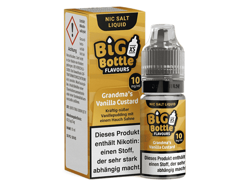 Hochwertige E-Liquid XXL Flasche mit Vanille-Custard Geschmack, nikotinfrei, 10 ml, für E-Zigaretten.