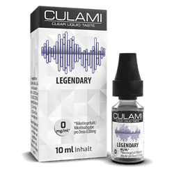 - Hochwertiges E-Liquid "Legendary" von Culami in 10ml Flasche, nikotinfrei, für E-Zigaretten, mit modernes Design und klarer Geschmack.