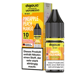 Nikotinsalz Liquid, Ananas Peach Mango Geschmack, 10mg/ml, für E-Zigaretten, 10 ml Flasche, in Deutschland hergestellt.