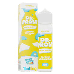 Frische Dr. Frost E-Zigarette mit Kokos-Limonaden-Geschmack in 10ml Flasche, Arctic Edition, ohne Nikotin, für ein erfrischendes Dampferlebnis.