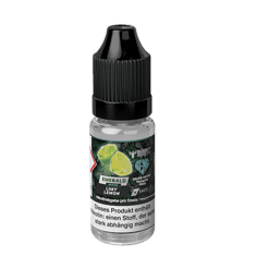 E-Liquid Flasche mit Limy Lemon Geschmack, für E-Zigaretten, 10ml, Nikotinfrei, aromatisiert, für dampfen, mit grüner Zitrone Motive, in transparenter Flasche, ideal für Vaping, LETZ GO.