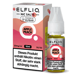Entzugserscheinungen, ELFLIQ Nic Salts, Apfel Pfirsich, 10ml, E-Zigaretten-Nikotinliquid, Aroma, Wasserbasis, 20mg/ml, smoother Geschmack, für individuelle E-Zigaretten-Dampfer, Vape-Liquid, Nikotin, Vape-Zubehör, Onlineshop LETZ Go.