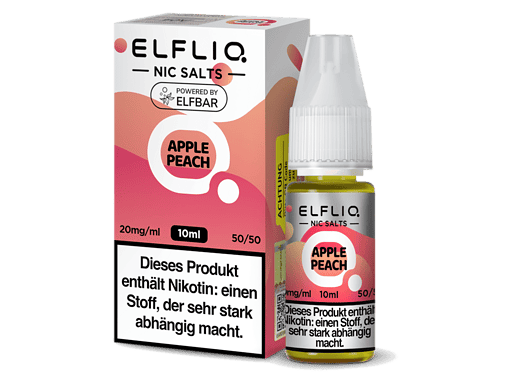 Entzugserscheinungen, ELFLIQ Nic Salts, Apfel Pfirsich, 10ml, E-Zigaretten-Nikotinliquid, Aroma, Wasserbasis, 20mg/ml, smoother Geschmack, für individuelle E-Zigaretten-Dampfer, Vape-Liquid, Nikotin, Vape-Zubehör, Onlineshop LETZ Go.