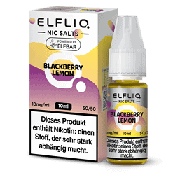 Elfli Nic Salts Blackberry Lemon Flasche mit Verpackung, E-Liquid für E-Zigaretten, fruchtiger Geschmack, 10ml, nikotinhaltig, 50/50 VG/PG, ideal für Dampfer und Vaper.