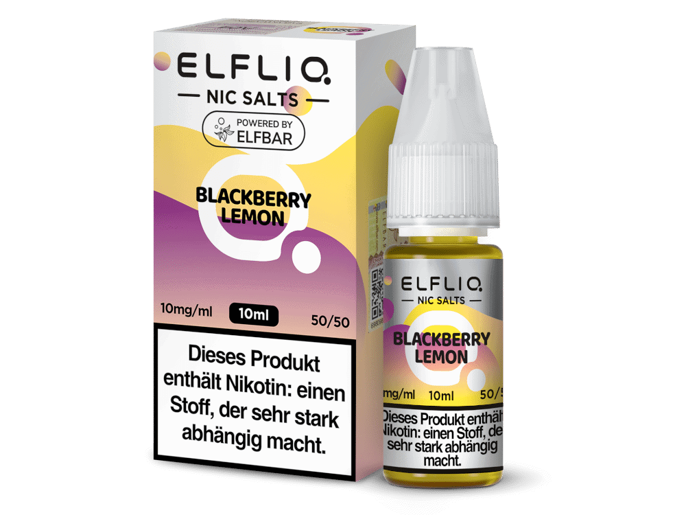 ELFLIQ - Blackberry Lemon - Nikotinsalz Liquid 1 Elfli Nic Salts Blackberry Lemon Flasche mit Verpackung, E-Liquid für E-Zigaretten, fruchtiger Geschmack, 10ml, nikotinhaltig, 50/50 VG/PG, ideal für Dampfer und Vaper.