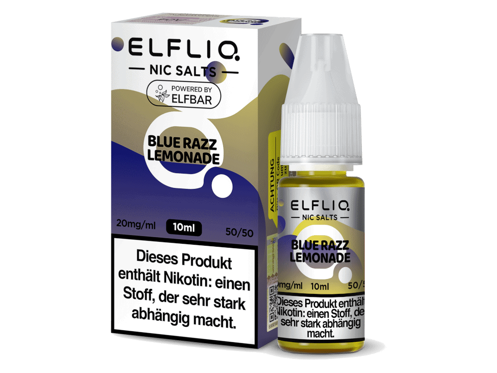 ELFLIQ - Blue Razz Lemonade - Nikotinsalz Liquid 1 ELFLIQ NIC SALTS Blue Razz Lemonade E-Liquid, 10ml, Nikotinstärke 20mg/ml, ideal für E-Zigaretten, aromatischer Geschmack, hochwertige Qualität, für Dampfer geeignet.