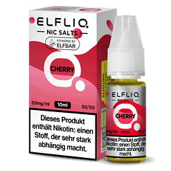 Aromatisierte ELFLIO NIC SALTS E-Liquid im Geschmack Kirsche, 10ml Flasche mit Nikotinstärke von 20mg/ml, ideal für E-Zigaretten.