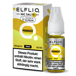 Elflio Nic Salts Mango E-Liquid für E-Zigaretten, 10ml Flasche, nikotinhaltig, intensiver Mango-Geschmack, 20mg/ml Nikotin, für Dampfer.