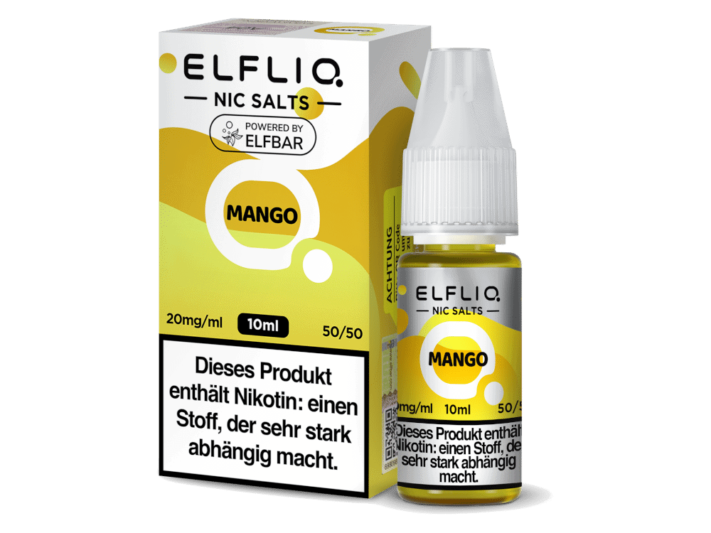 ELFLIQ - Mango - Nikotinsalz Liquid 1 Elflio Nic Salts Mango E-Liquid für E-Zigaretten, 10ml Flasche, nikotinhaltig, intensiver Mango-Geschmack, 20mg/ml Nikotin, für Dampfer.