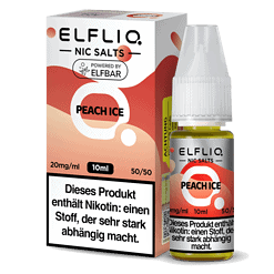 ELFLIO NIC SALTS Peach Ice, E-Liquid für E-Zigaretten, 10ml Flasche mit Nikotin, mentholiertes Pfirsich-Aroma, stark energetisierend, geeignet für Dampf-Genuss.