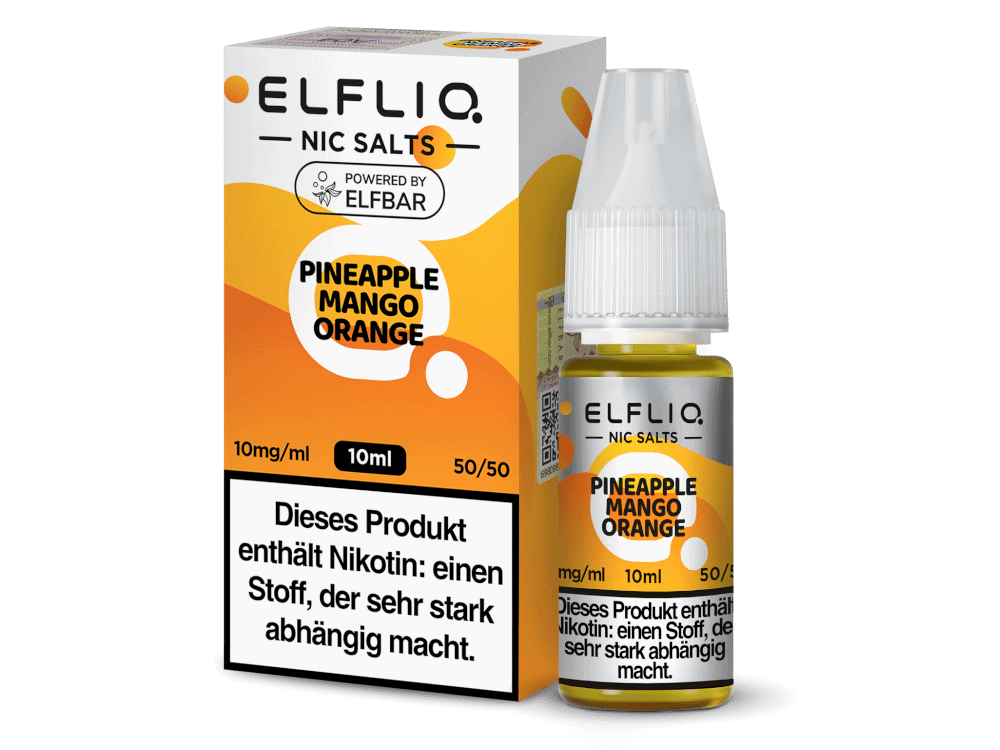 ELFLIQ - Pineapple Mango Orange - Nikotinsalz Liquid 1 E-Liquid Flasche mit Geschmack Pineapple Mango Orange, 10 ml, nikotinhaltig, für E-Zigaretten, fruchtiges Aroma.