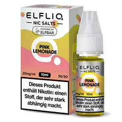 ElFLIQ NIC SALTS Pink Lemonade e-Liquid, 10ml, 20mg/ml, für E-Zigaretten, intensiver Nikotin-Geschmack in einer pinken Zitronenlimonade-Note, geeignet für Dampfer.