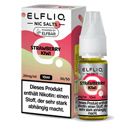 Aroma-Elixir Flasche mit Erdbeer-Kiwi-Geschmack für E-Zigaretten, 10ml, 20mg/ml Nikotin, schön gestalteter Verpackung, hochwertiges Produktbild für Onlineshop LETZ Go.