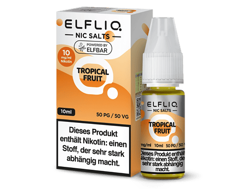 E-Liquid ELFLIQ Nic Salts Tropical Fruit, 10ml, Nikotin 10 mg/ml, für E-Zigaretten, flavored Vape Liquid, im ansprechenden Design, perfect für Aromalieferung und Genuss.