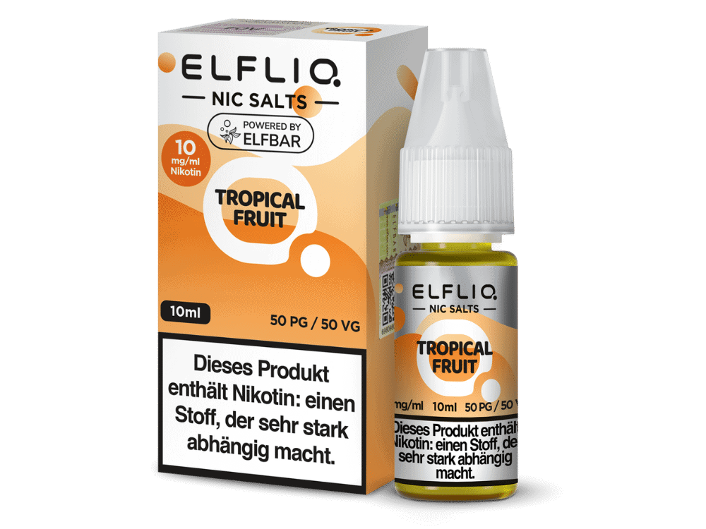 ELFLIQ - Tropical Fruit - Nikotinsalz Liquid 1 E-Liquid ELFLIQ Nic Salts Tropical Fruit, 10ml, Nikotin 10 mg/ml, für E-Zigaretten, flavored Vape Liquid, im ansprechenden Design, perfect für Aromalieferung und Genuss.