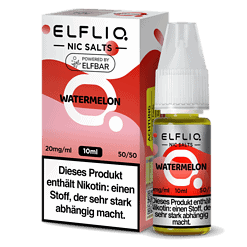 Elflio Nic Salts Wassermelon - 10ml Flasche mit Nikotin, für E-Zigaretten, intensiver Wassermelonengeschmack, 20mg/ml, 50/50 Mischungsverhältnis, geeignete Liquid-Alternative, schmackhaft und stark abhängig machend.