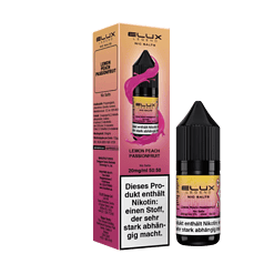 LUXELEGEND Nikotinsalz Flasche mit Sackleinen, 20mg/ml, Limonen-Pfirsich-Maracuja, im Versandkarton, Nahaufnahme, Online-Shop Produktbild.