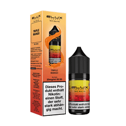 Elux legend nic salts triple mango flasche und verpackung, hochwertiges e-liquid für vaping, intensive mango aroma, 20mg/ml nikotin, 10ml Flasche, ideal für Dampfer, Online-Shop LETZ Go.