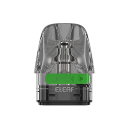 Vape Pod mit transparentem Gehäuse und grünem "OPEN"-Button gegen dunklen Hintergrund.
