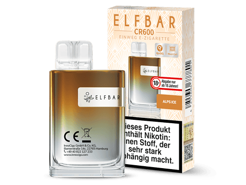Elfbarr CR600 Einweg E-Zigarette, Alpens Ice, in packungsgröße, hochwertiges Design, für rauchfreie Alternativen, geeignet für Erwachsene, Nikotin enthalten, moderne E-Liquid-Technologie.
