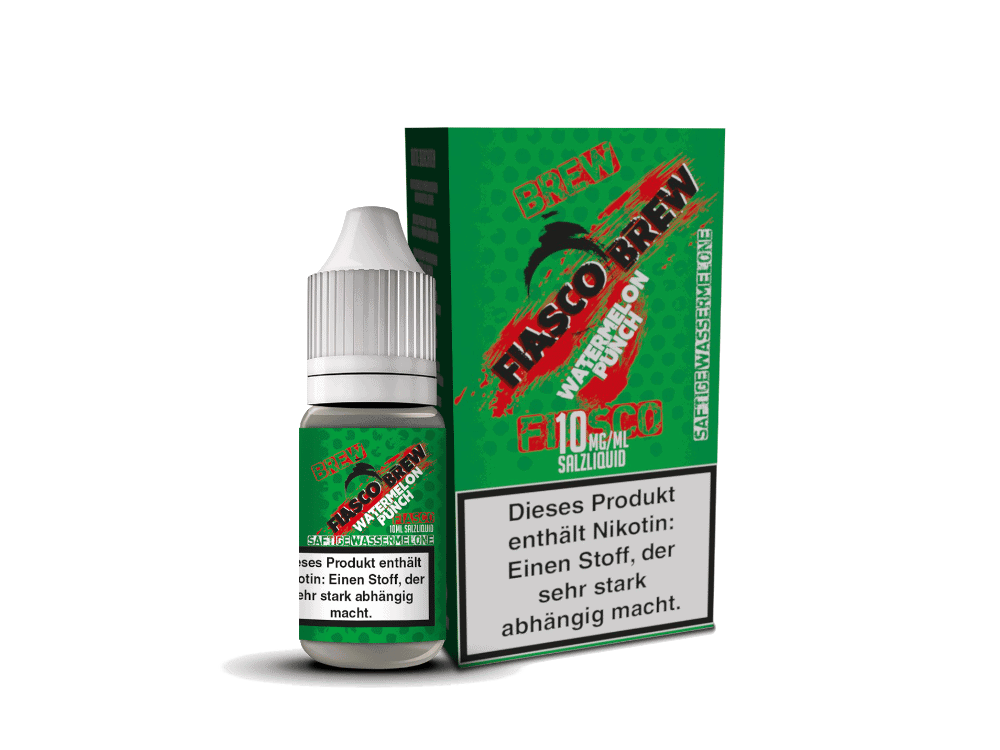 Fiasco Brew - Watermelon Punch - Hybrid Nikotinsalz Liquid 1 Flasco Brew Wasserpeach Lemon 10ml - E-Zigarette E-Liquid.