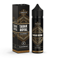 Tabak royal classic liquidflasche mit flavorist etikett, schwarzes design, für E-Zigaretten und Dampfen, hochwertiges Aroma, sorgfältig verpackt.