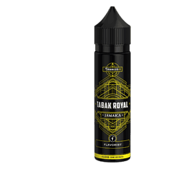 Tabak Royal Jamaica E-Liquid Flasche, schwarzes Design mit goldenen Akzenten, für E-Zigaretten und Vape.