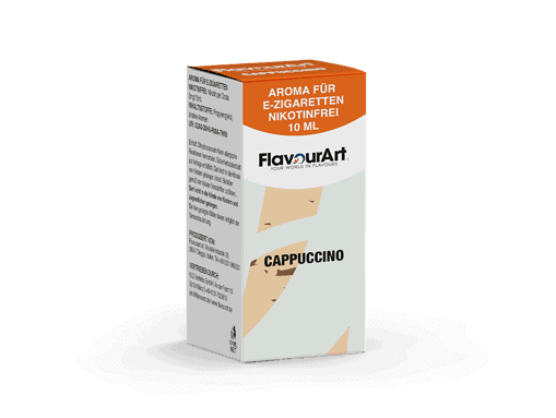 Aroma für E-Zigaretten, nikotinfrei, Cappuccino Geschmack, 10 ml Flasche.