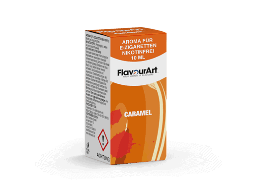 Aroma für E-Zigaretten Nikotinfrei 10 ml in Geschmack Karamell, FlavourArt, hochwertiges Liquid ohne Nikotin, ideal für Vape und E-Shisha, geschmacksintensiv und nikotinfrei.