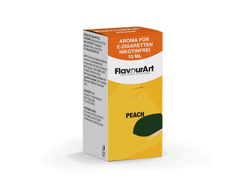 Aroma für E-Zigaretten, Nikotinfrei, 10ml, Peach Geschmack, Flavour in Packung.