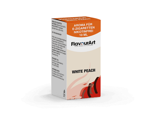 Aroma für E-Zigaretten ohne Nikotin, 10ml Flasche, White Peach Geschmack, FlavourArt Marke.