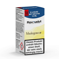 E-Liquid mit Nikotin Madagascar, 10 ml, nikotinhaltiges E-Produkt für E-Zigaretten, hochwertiger Geschmack für Dampfer, unabhängig von klassischen Tabak, Hersteller: FlavorYourArt, 18 mg/ml Nikotin.